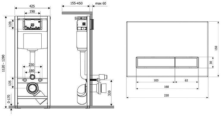 Инсталляция Lavinia Boho RelFix 77020016 для унитаза с клавишей смыва цвет Черный матовый