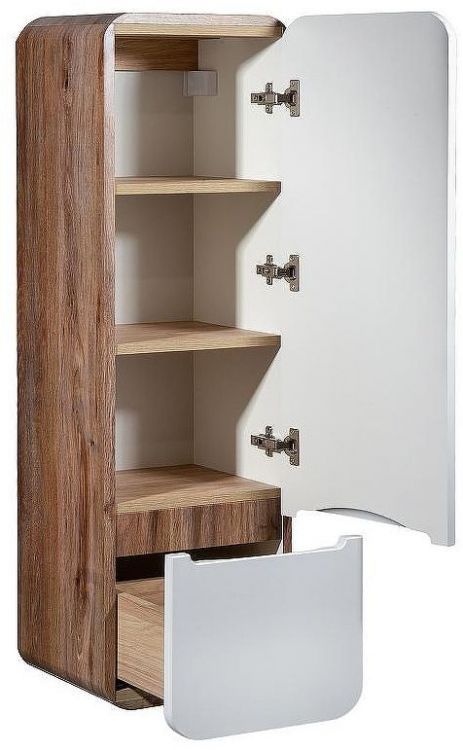 Шкаф пенал Runo Ницца 35 R 00-00002130 подвесной Темное дерево Белый
