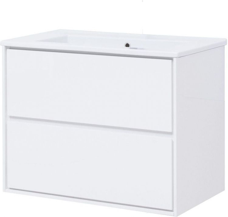 Тумба под раковину Aquanet Милан 85 339967 подвесная цвет Белый глянец