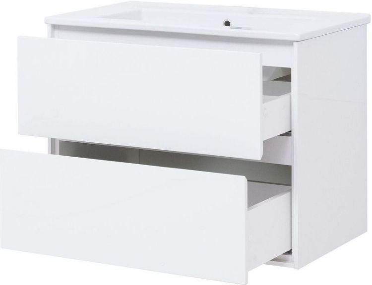 Тумба под раковину Aquanet Милан 85 339967 подвесная цвет Белый глянец