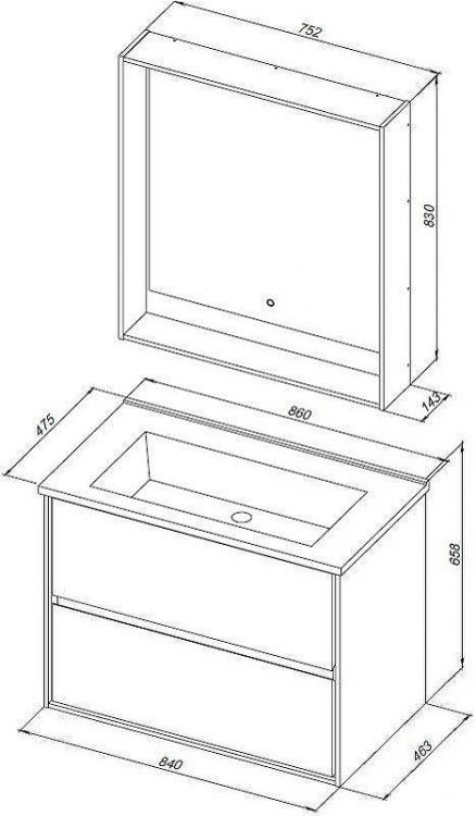 Тумба под раковину Aquanet Милан 85 339967 подвесная цвет Белый глянец