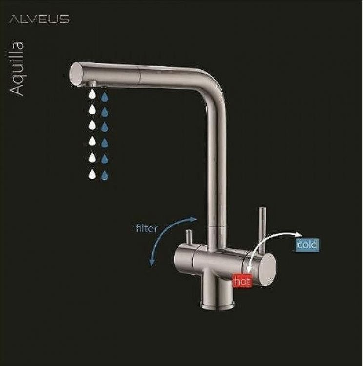 Смеситель для кухни Alveus Aquila Sat 1139805 Сатинированная сталь Смеситель для кухни Alveus Aquila Sat 1139805 Сатинированная сталь