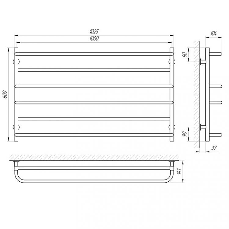 Полотенцесушитель электрический Laris Практик П6 60х100 белый Полотенцесушитель электрический Laris Практик П6 60х100 белый