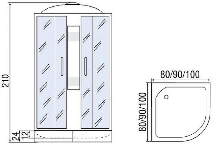 Душевая кабина Мономах 100x100x24 С МЗ 10000005758 без гидромассажа
