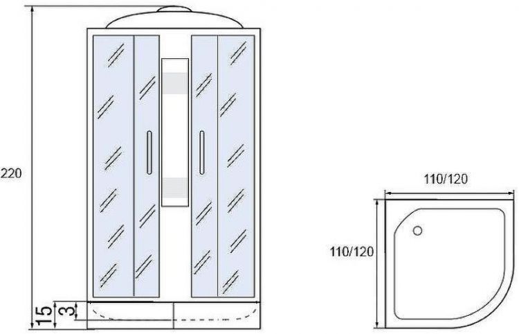 Душевая кабина Мономах 120x120x15 С МЗ 10000005847 без гидромассажа