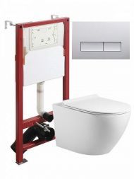 Комплект унитаза с инсталляцией Agger ATI09150L+APB200 цвет Белый с сиденьем Микролифт и клавишей смыва цвет Хром