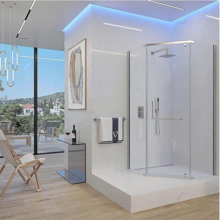 Душевой уголок Veconi Rovigo RV-36 80x80 RV36-80-01-C5 профиль Хром стекло прозрачное