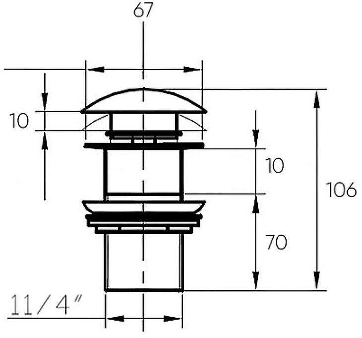 Донный клапан Bronze de Luxe 1001GR click-clack Светло-серый
