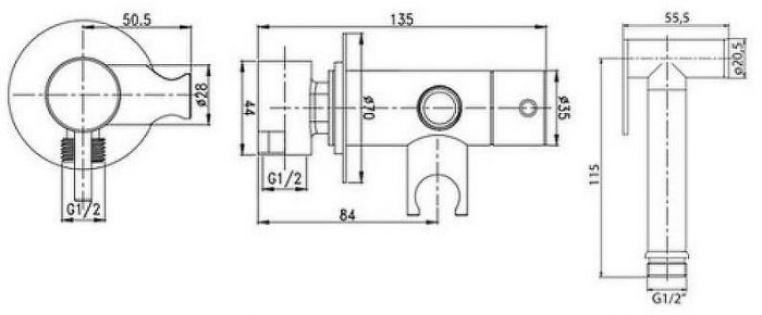 Гигиенический душ со смесителем Fiore 30NN8590 Черный