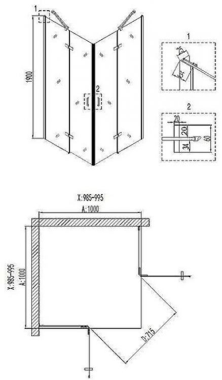 Душевой уголок Niagara Nova 100х100 NG-6614-08 профиль Хром стекло прозрачное