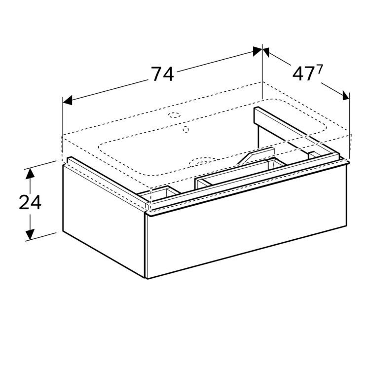 Тумба под раковину Geberit iCon, 74x48, светлый дуб [841277000]