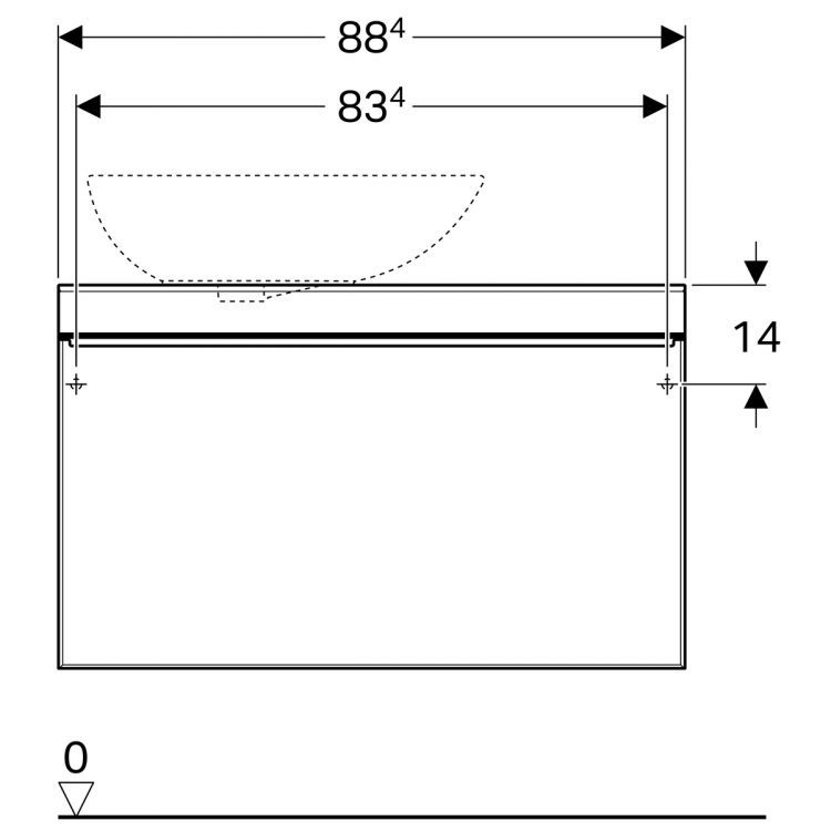 Тумба под раковину Geberit Citterio 88.4x54.3x50.4, темный дуб, черное стекло [500.560.JJ.1]