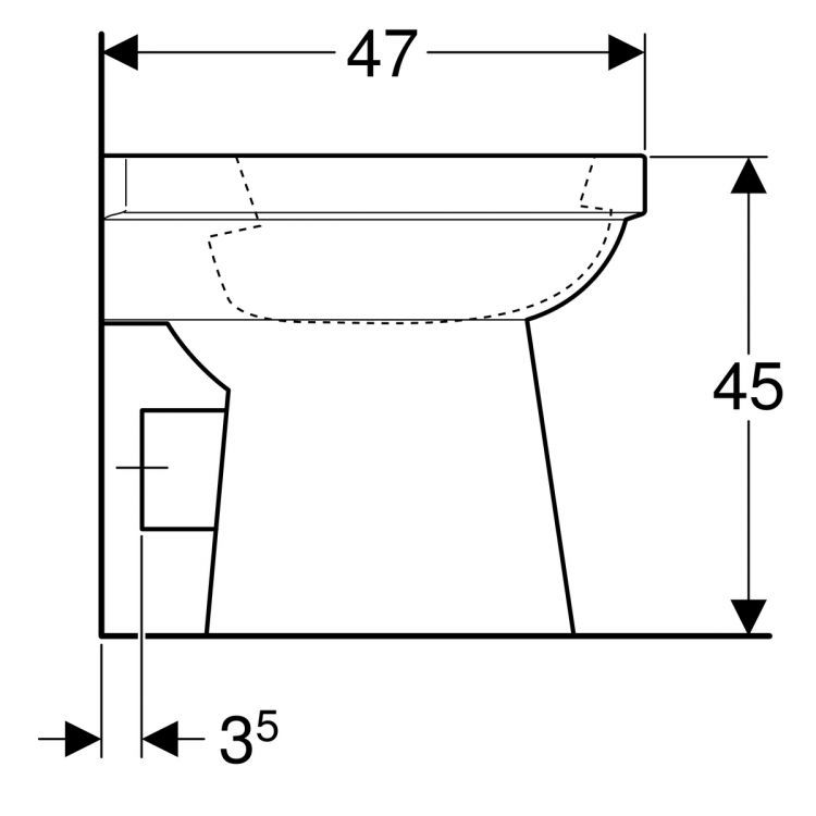 Унитаз напольный Geberit Renova Comfort, высота чаши 45 см, с полочкой, горизонтальный выпуск  [218510000]