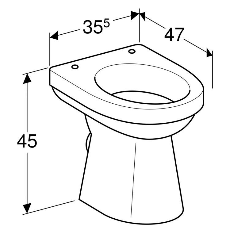 Унитаз напольный Geberit Renova Comfort, высота чаши 45 см, с полочкой, горизонтальный выпуск  [218510000]