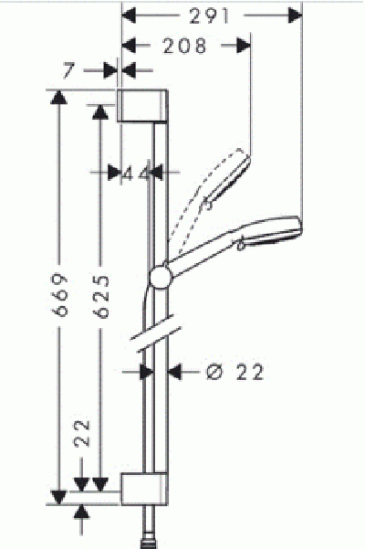 Hansgrohe Crometta Vario Душевой набор: штанга 65см., ручной душ 100, 3jet (Rain, Turbo Rain, массажная), шланг, цвет: белый/хром