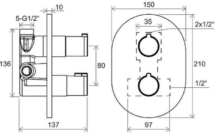 Смеситель для душа Ravak Chrome CR 063.20BL X070432 с термостатом Черный матовый