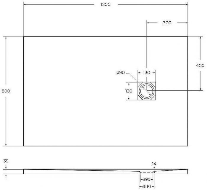 Душевой поддон из искусственного камня BelBagno Uno 120x80 TRAY-MR-UNO-AH-120/80-35-NERO Черный