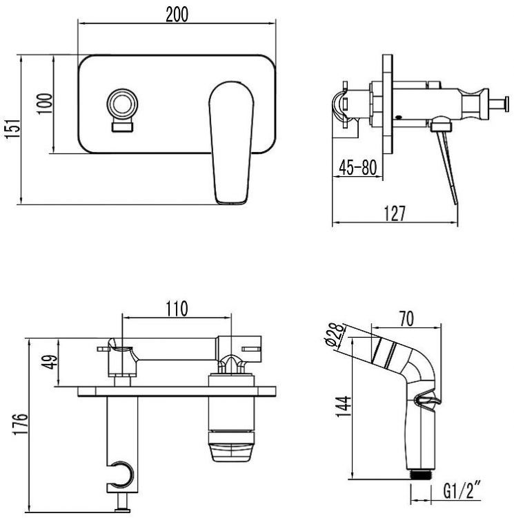 Гигиенический душ со смесителем Lemark Bronx LM3720MW цвет Белый матовый