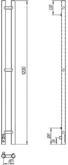 Электрический полотенцесушитель Laris Прайм Дуэт ЧК 80х1200 L 73207630 Белый муар