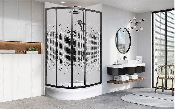 Душевой уголок Мономах ДУ 100x70 МЗ BL 10000008624 профиль Черный матовый стекло прозрачное с рисунком