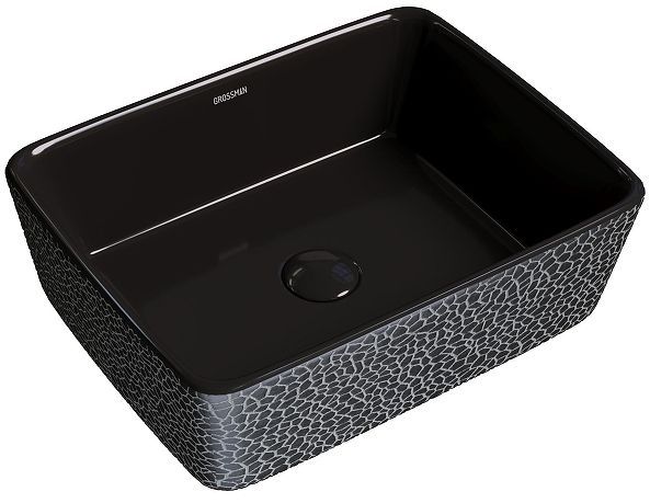 Раковина-чаша Grossman Color 48 GR-3016BBL цвет Черный с текстурой кожи крокодила