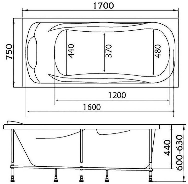 Акриловая ванна Marka One Dipsa 170х75 12017894 без гидромассажа Акриловая ванна Marka One Dipsa 170х75 12017894 без гидромассажа