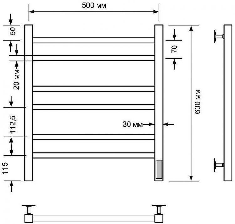 Электрический полотенцесушитель Comfysan Pioli-K EC-6 60x50 014186 Белый матовый