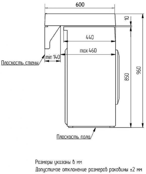Раковина Azario Gratsiy 60 CS00078505 на стиральную машину Белая