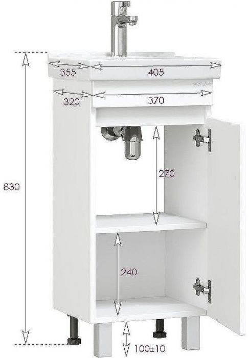 Тумба под раковину Onika Милтон Квадро 40 104009 Белая