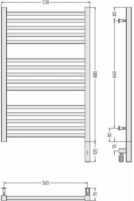 Электрический полотенцесушитель Сунержа Модус 3.0 800x500 R 00-5701-8050 Хром