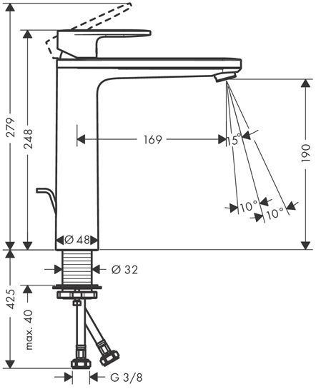 Hansgrohe Vernis Blend Смеситель для раковины, излив 190 мм, с донным клапаном, цвет: хром