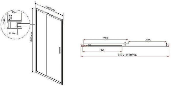 Душевая дверь Vincea Garda 145 VDS-1G145CH профиль Хром стекло шиншилла