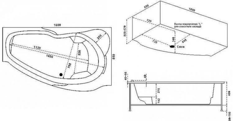 Акриловая ванна Bas Мартиника 160x85 R В 00060 без гидромассажа Акриловая ванна Bas Мартиника 160x85 R В 00060 без гидромассажа