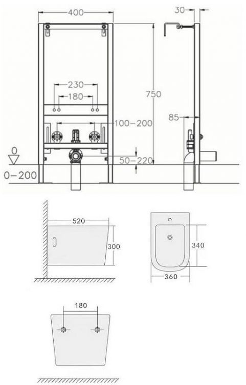 Комплект биде с инсталляцией Agger ATI04310 Белый