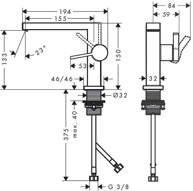 Hansgrohe Tecturis E Смеситель для раковины, на 1 отв., высота: 11см., с донным клапаном, цвет: черный матовый