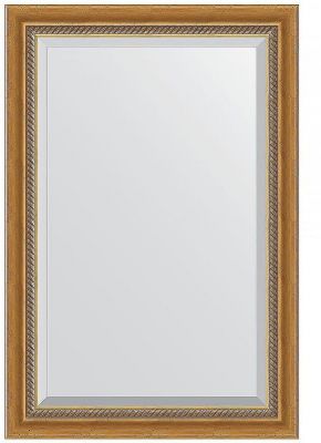 Зеркало Evoform Exclusive 93х63 BY 3431 с фацетом в багетной раме - Состаренное золото с плетением 70