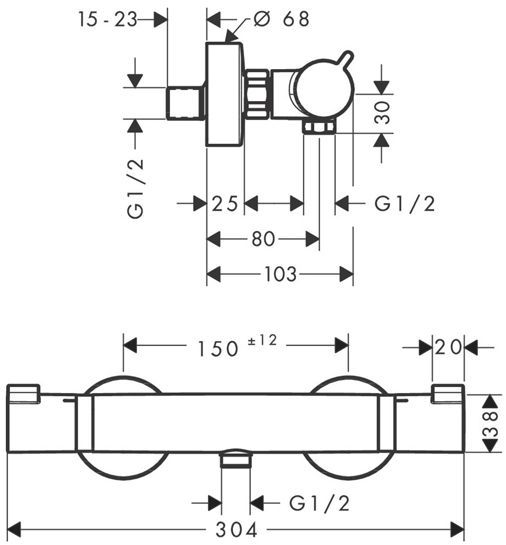 Hansgrohe Ecostat Термостат для душа Comfort, внешнего монтажа, цвет: шлифованое черный хром