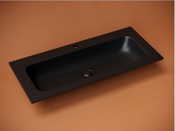 Раковина накладная CERAMICANOVA Grace прямоугольная с отверстием под смеситель, цвет черный матовый, CN7013MB
