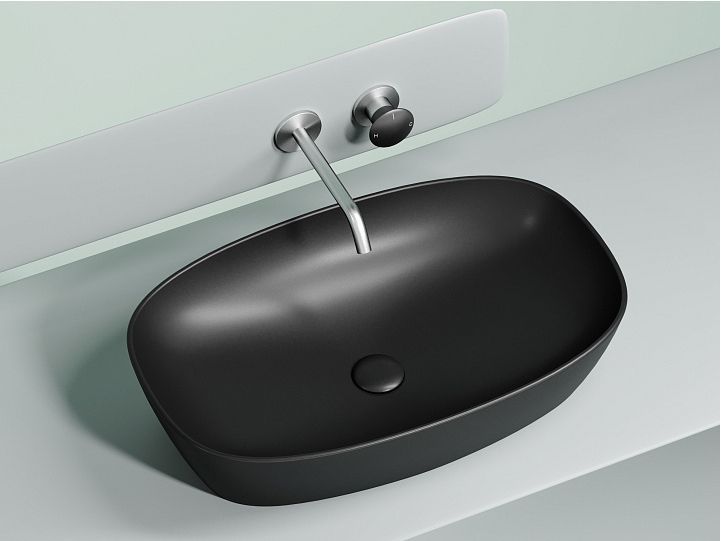 Умывальник CERAMICANOVA Element чаша накладная овальная (цвет Чёрный Матовый) CN6049MB