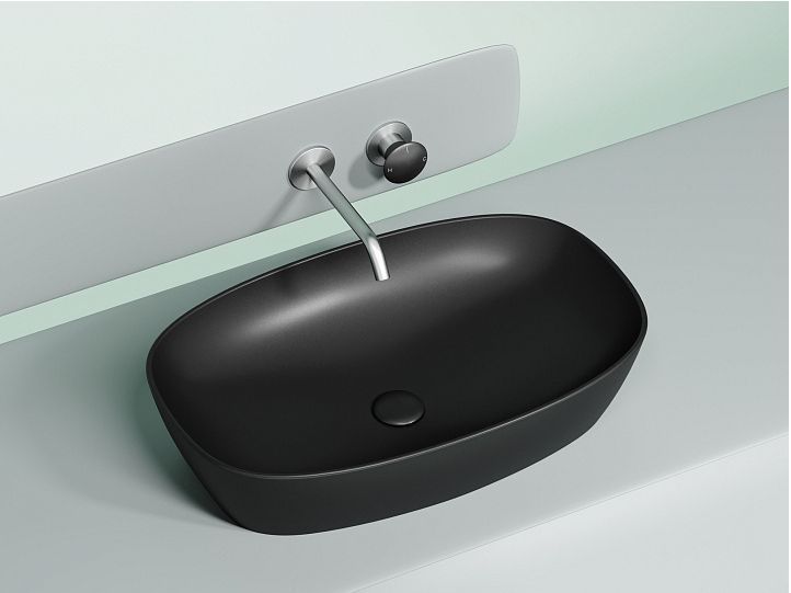 Умывальник CERAMICANOVA Element чаша накладная овальная (цвет Чёрный Матовый) CN6049MB