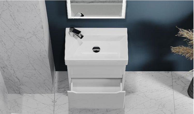 Тумба под раковину Raval Brik 55 Brk.01.55/P/W/RL подвесная Белая