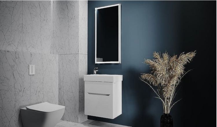 Тумба под раковину Raval Brik 55 Brk.01.55/P/W/RL подвесная Белая