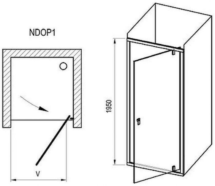 Душевая дверь Ravak Nexty NDOP1-80 03O40300Z1 профиль Черный стекло Transparent