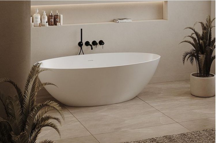 Ванна из искусственного камня Abber Stein 160x75 AS9625-1.6 без гидромассажа