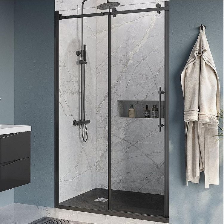 Душевая дверь BelBagno Marino 120 MARINO-BF-1-120-C-NERO профиль Черный матовый стекло прозрачное