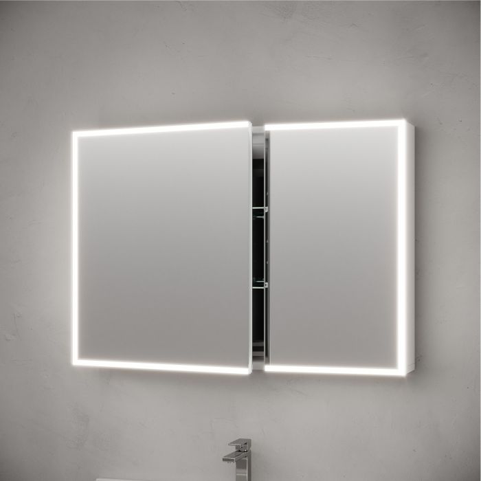 Зеркальный шкаф SANCOS для ванной комнаты из алюминия SANCOS Evoke1000x700х136 мм с LED подсветкой, SC80100