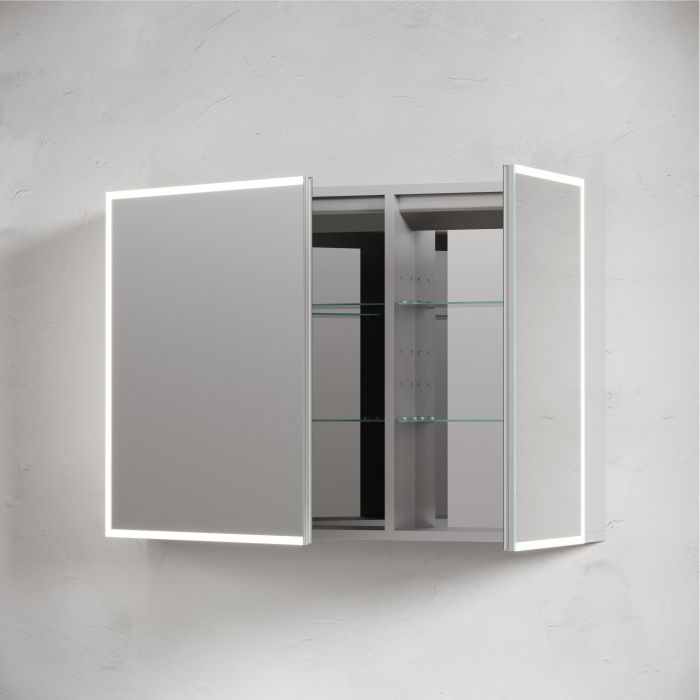 Зеркальный шкаф SANCOS для ванной комнаты из алюминия SANCOS Evoke1000x700х136 мм с LED подсветкой, SC80100