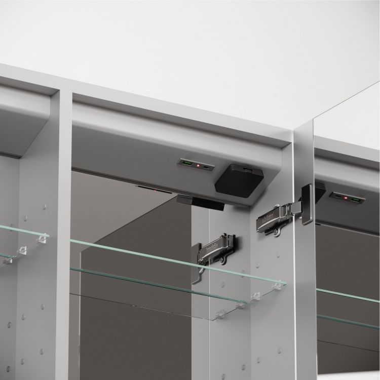 Зеркальный шкаф SANCOS для ванной комнаты из алюминия SANCOS Evoke1000x700х136 мм с LED подсветкой, SC80100