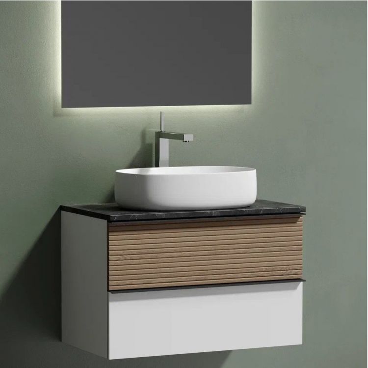 Столешница для ванной комнаты SANCOS 800х460 с отверстием под смеситель, цвет black sky, артикул TT80A1X, TT80A1X