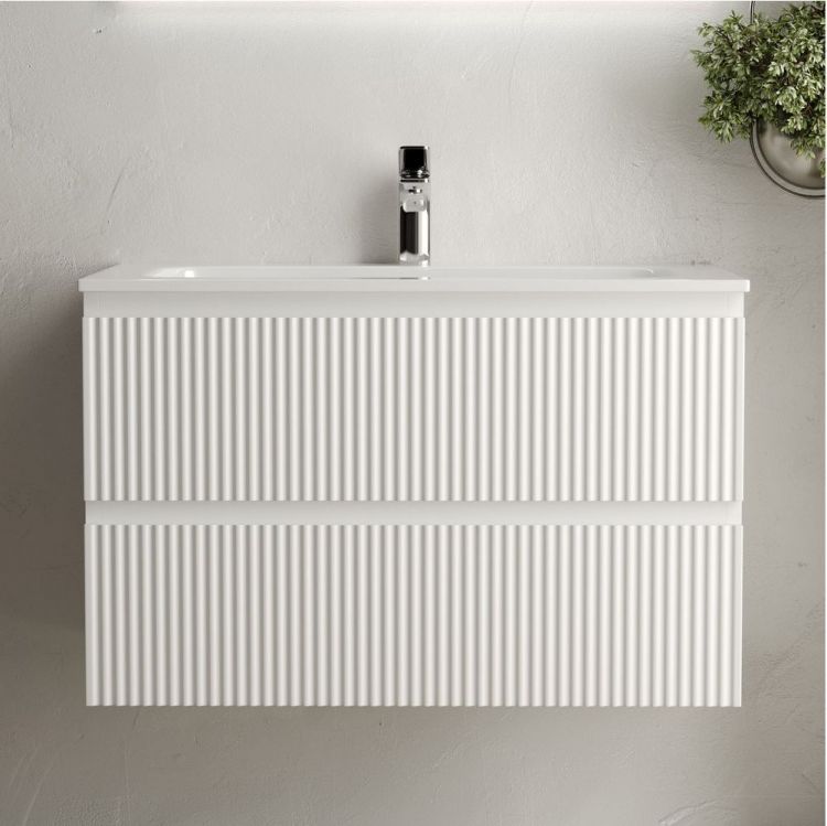 Тумба подвесная SANCOS Snob R, Bianco 790х445х500, под столешницу без отверстия под смеситель, цвет Black Sky, SNR80W